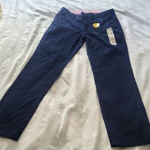 Cat & Jack Girl Navy Straight Reinforced Knee Adjustable Waist Pants Size 10 NWT